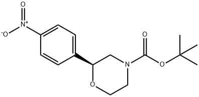 4-Morpholinecarboxylic acid, 2-(4-nitrophenyl)-, 1,1-dimethylethyl ester, (2S)- 구조식 이미지