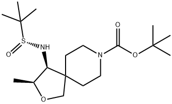 (3S,4S)-tert-butyl4-((R)-1,1-dimethylethylsulfinamido)-3-methyl-2-oxa-8-azaspiro[4.5]decane-8-carboxylate(WXC08153) 구조식 이미지