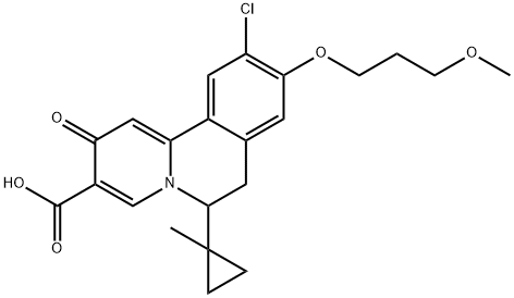 10-Chloro-9-(3-methoxypropoxy)-6-(1-methylcyclopropyl)-2-oxo-6,7-dihydrobenzo[a]quinolizine-3-carboxylic acid 구조식 이미지