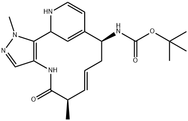 tert-butyl((5R,9S,E)-21,5-dimethyl-4-oxo-21H-3-aza-1(2,4)-pyridina-2(5,4)-pyrazolacyclononaphan-6-en-9-yl)carbamate Structure