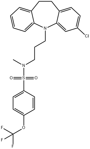 Benzenesulfonamide, N-[3-(3-chloro-10,11-dihydro-5H-dibenz[b,f]azepin-5-yl)propyl]-N-methyl-4-(trifluoromethoxy)- 구조식 이미지