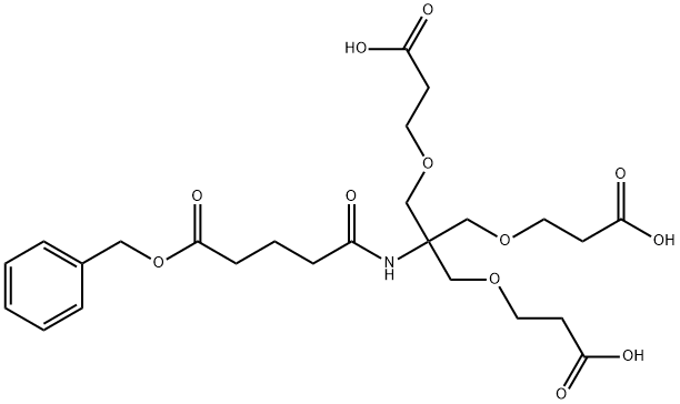 Pentanoic acid, 5-[[2-(2-carboxyethoxy)-1,1-bis[(2-carboxyethoxy)methyl]ethyl]amino]-5-oxo-, 1-(phenylmethyl) ester Structure