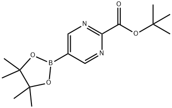 2-(tert-Butyloxycarbonyl)pyrimidine-5-boronic acid pinacol ester Structure