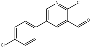 JR-9083, 2-Chloro-5-(4-chlorophenyl)pyridine-3-carbaldehyde, 97% 구조식 이미지