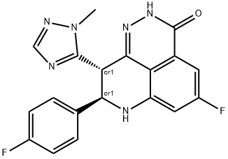 3H-Pyrido[4,3,2-de]phthalazin-3-one, 5-fluoro-8-(4-fluorophenyl)-2,7,8,9-tetrahydro-9-(1-methyl-1H-1,2,4-triazol-5-yl)-, (8R,9S)-rel- Structure