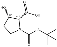 1,2-Pyrrolidinedicarboxylic acid, 3-hydroxy-, 1-(1,1-dimethylethyl) ester, (2R,3S)-rel- Structure