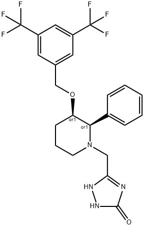 3H-1,2,4-Triazol-3-one, 5-[[(2R,3R)-3-[[3,5-bis(trifluoromethyl)phenyl]methoxy]-2-phenyl-1-piperidinyl]methyl]-1,2-dihydro-, rel- Structure