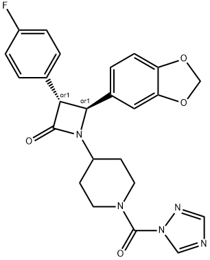 (3R,4S)-rel-4-(1,3-Benzodioxol-5-yl)-3-(4-fluorophenyl)-1-[1-(1H)-1,2,4-triazol-1-carbonyl)-4-piperidinyl]-2-azetidinone Structure