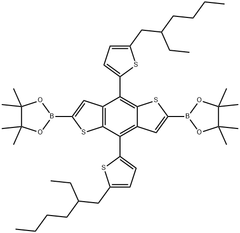 2,2'-(4,8-Bis(5-(2-ethylhexyl)thiophen-2-yl)benzo[1,2-b:4,5-b']dithiophene-2,6-diyl)bis(4,4,5,5-tetramethyl-1,3,2-dioxaborolane) Structure