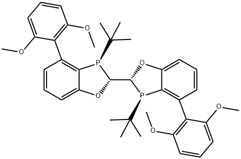 (2R,2'R,3R,3'R)-3,3'-di-tert-butyl-4,4'-bis(2,6-dimethoxyphenyl)-2,2',3,3'-tetrahydro-2,2'-bibenzo[d][1,3]oxaphosphole 구조식 이미지