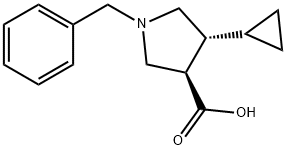 3-Pyrrolidinecarboxylic acid, 4-cyclopropyl-1-(phenylmethyl)-, (3R,4R)- Structure