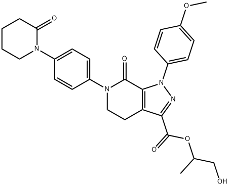 1H-Pyrazolo[3,4-c]pyridine-3-carboxylic acid, 4,5,6,7-tetrahydro-1-(4-methoxyphenyl)-7-oxo-6-[4-(2-oxo-1-piperidinyl)phenyl]-, 2-hydroxy-1-methylethyl ester Structure