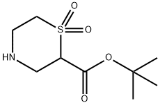 2-Thiomorpholinecarboxylic acid, 1,1-dimethylethyl ester, 1,1-dioxide Structure