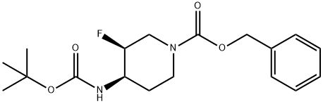 benzyl Cis-4-((tert-butoxycarbonyl)amino)-3-fluoropiperidine-1-carboxylate racemate 구조식 이미지