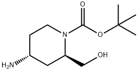 1-Piperidinecarboxylic acid, 4-amino-2-(hydroxymethyl)-, 1,1-dimethylethyl ester, (2R,4R)- Structure