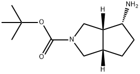 Cyclopenta[c]pyrrole-2(1H)-carboxylic acid, 4-aminohexahydro-, 1,1-dimethylethyl ester, (3aR,4R,6aS)- Structure