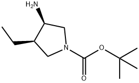 1-Pyrrolidinecarboxylic acid, 3-amino-4-ethyl-, 1,1-dimethylethyl ester, (3R,4R)- Structure