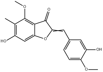 3(2H)-Benzofuranone, 6-hydroxy-2-[(3-hydroxy-4-methoxyphenyl)methylene]-4-methoxy-5-methyl- 구조식 이미지