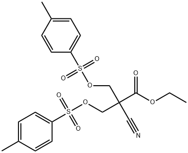 Propanoic acid, 2-cyano-3-[[(4-methylphenyl)sulfonyl]oxy]-2-[[[(4-methylphenyl)sulfonyl]oxy]methyl]-, ethyl ester Structure