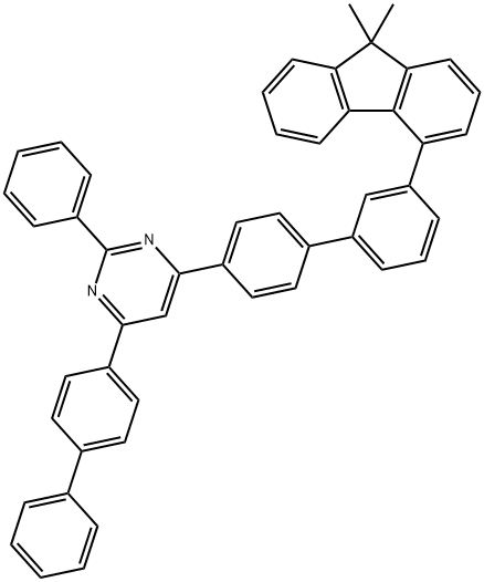 Pyrimidine, 4-[1,1'-biphenyl]-4-yl-6-[3'-(9,9-dimethyl-9H-fluoren-4-yl)[1,1'-biphenyl]-4-yl]-2-phenyl- 구조식 이미지