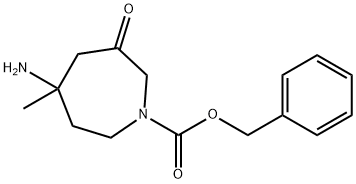 1H-Azepine-1-carboxylic acid, 5-aminohexahydro-5-methyl-3-oxo-, phenylmethyl ester Structure