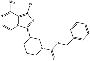 1-Piperidinecarboxylic acid, 3-(8-amino-1-bromoimidazo[1,5-a]pyrazin-3-yl)-, phenylmethyl ester, (3S)- Structure