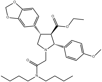 3-Pyrrolidinecarboxylic acid, 4-(1,3-benzodioxol-5-yl)-1-[2-(dibutylaMino)-2-oxoethyl]-2-(4-Methoxyphenyl)-, ethyl ester, [2R-(2α,3β,4α)]- Structure