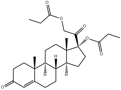 Pregn-4-ene-3,20-dione, 17,21-bis(1-oxopropoxy)- Structure