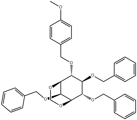 미오-이노시톨,4-O-(4-메톡시페닐)메틸-1,3-O-메틸렌-2,5,6-트리스-O-(페닐메틸)- 구조식 이미지