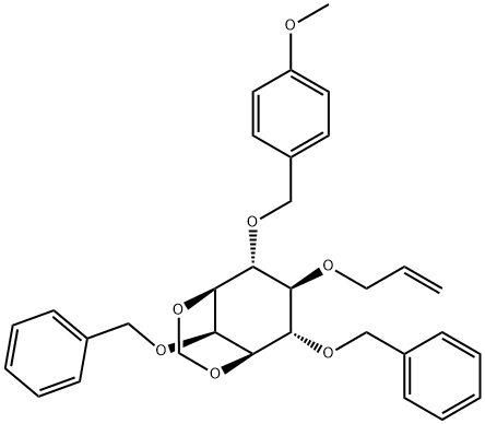 myo-Inositol, 4-O-(4-methoxyphenyl)methyl-1,3-O-methylene-2,6-bis-O-(phenylmethyl)-5-O-2-propenyl- Structure