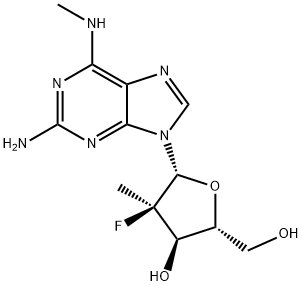 Adenosine, 2-amino-2'-deoxy-2'-fluoro-N,2'-dimethyl-, (2'R)- 구조식 이미지