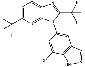 3H-Imidazo[4,5-b]pyridine, 3-(7-chloro-1H-indazol-5-yl)-2,5-bis(trifluoromethyl)- Structure