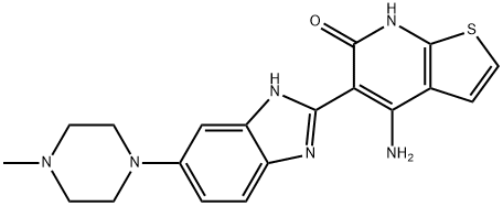 Thieno[2,3-b]pyridin-6(7H)-one, 4-amino-5-[6-(4-methyl-1-piperazinyl)-1H-benzimidazol-2-yl]- 구조식 이미지