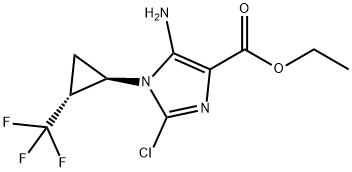 rac-ethyl 5-amino-2-chloro-1-[(1R,2R)-2-(trifluoromethyl)cyclopropyl]-1H-imidazole-4-carboxylate, trans Structure