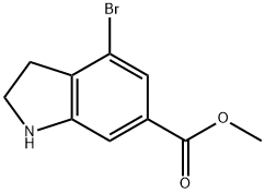 1H-Indole-6-carboxylic acid, 4-bromo-2,3-dihydro-, methyl ester Structure