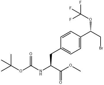 methyl (S)-3-(4-((S)-2-bromo-1-(trifluoromethoxy)ethyl)phenyl)-2-((tert-butoxycarbonyl)amino)propanoate Structure