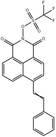 Methanesulfonic acid, 1,1,1-trifluoro-, 1,3-dioxo-6-(2-phenylethenyl)-1H-benz[de]isoquinolin-2-yl ester Structure