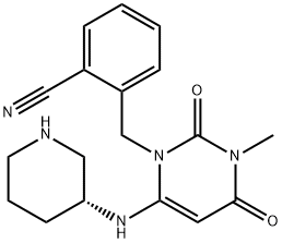 (R)-2-((3-methyl-2,4-dioxo-6-(piperidin-3-ylamino)-3,4-Dihydro- pyrimidin-1(2H)-yl)methyl)benzonitrile hydrogen chloride 구조식 이미지