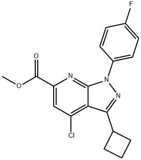 1H-Pyrazolo[3,4-b]pyridine-6-carboxylic acid, 4-chloro-3-cyclobutyl-1-(4-fluorophenyl)-, methyl ester Structure