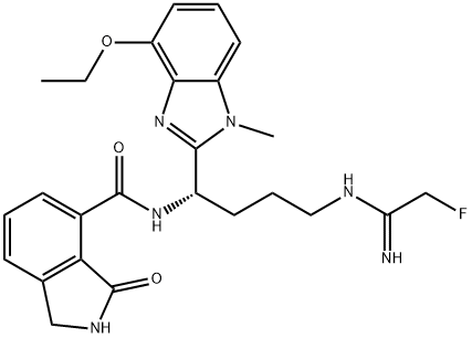 1H-Isoindole-4-carboxamide, N-[(1S)-1-(4-ethoxy-1-methyl-1H-benzimidazol-2-yl)-4-[(2-fluoro-1-iminoethyl)amino]butyl]-2,3-dihydro-3-oxo- 구조식 이미지
