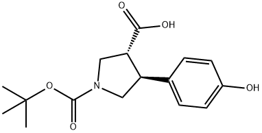 1,3-Pyrrolidinedicarboxylic acid, 4-(4-hydroxyphenyl)-, 1-(1,1-dimethylethyl) ester Structure