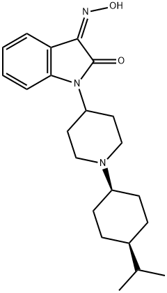 1H-Indole-2,3-dione, 1-[1-[cis-4-(1-methylethyl)cyclohexyl]-4-piperidinyl]-, 3-oxime, (3Z)- Structure