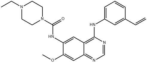 1-Piperazinecarboxamide, N-[4-[(3-ethenylphenyl)amino]-7-methoxy-6-quinazolinyl]-4-ethyl- Structure