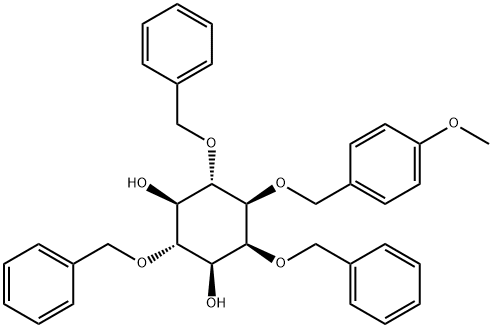 미오-이노시톨,1-O-(4-메톡시페닐)메틸-2,4,6-트리스-O-(페닐메틸)- 구조식 이미지
