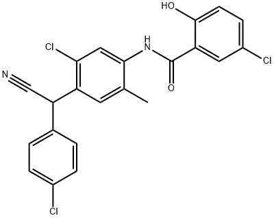 Benzamide, 5-chloro-N-[5-chloro-4-[(4-chlorophenyl)cyanomethyl]-2-methylphenyl]-2-hydroxy- Structure