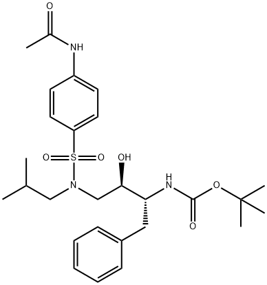 tert-Butyl ((2R,3R)-4-(4-acetamido-N-isobutylphenylsulfonamido)-3-hydroxy-1-phenylbutan-2-yl)carbamate Structure