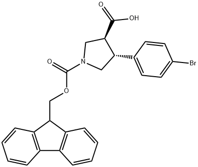 (3S,4R)-4-(4-bromophenyl)-1-{[(9H-fluoren-9-yl)methoxy]carbonyl}pyrrolidine-3-carboxylic acid 구조식 이미지