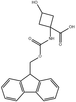 Cyclobutanecarboxylic acid, 1-[[(9H-fluoren-9-ylmethoxy)carbonyl]amino]-3-hydroxy- Structure