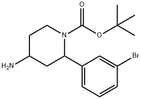 1-Piperidinecarboxylic acid, 4-amino-2-(3-bromophenyl)-, 1,1-dimethylethyl ester Structure