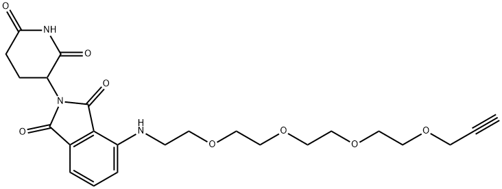 1H-Isoindole-1,3(2H)-dione, 2-(2,6-dioxo-3-piperidinyl)-4-(3,6,9,12-tetraoxapentadec-14-yn-1-ylamino)- 구조식 이미지